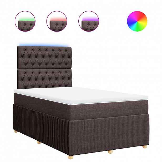 vidaXL Box spring postel s matrací tmavě hnědá 120x190 cm textil