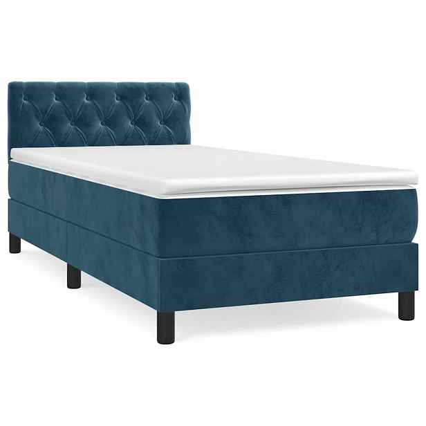 vidaXL Box spring postel s matrací tmavě modrá 80 x 200 cm samet