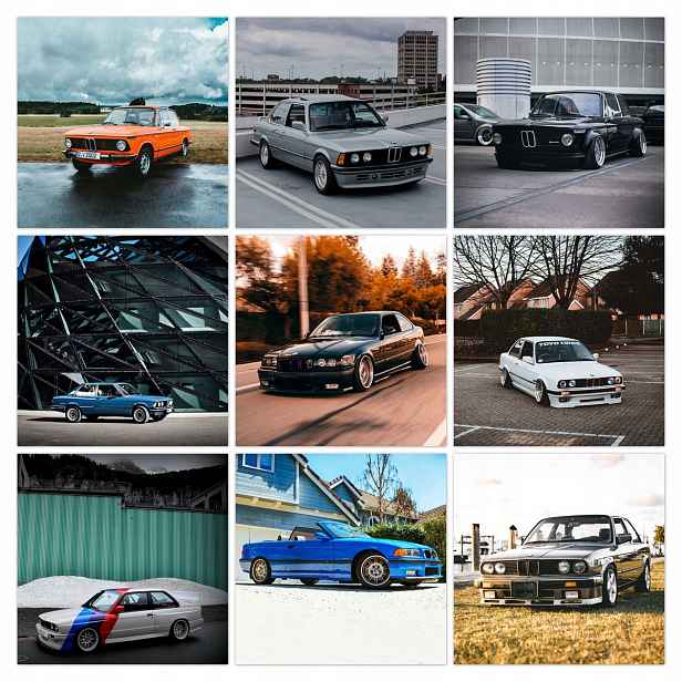 Sada plakátů 9x 20x20 Mix Auta Bmw