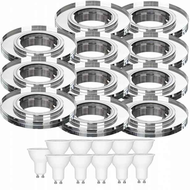 11 x Pevná Skleněná Stropní Lampa Halogenová Objímka Led Žárovky 5W