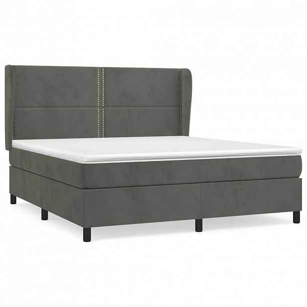 vidaXL Box spring postel s matrací tmavě šedá 180x200 cm samet