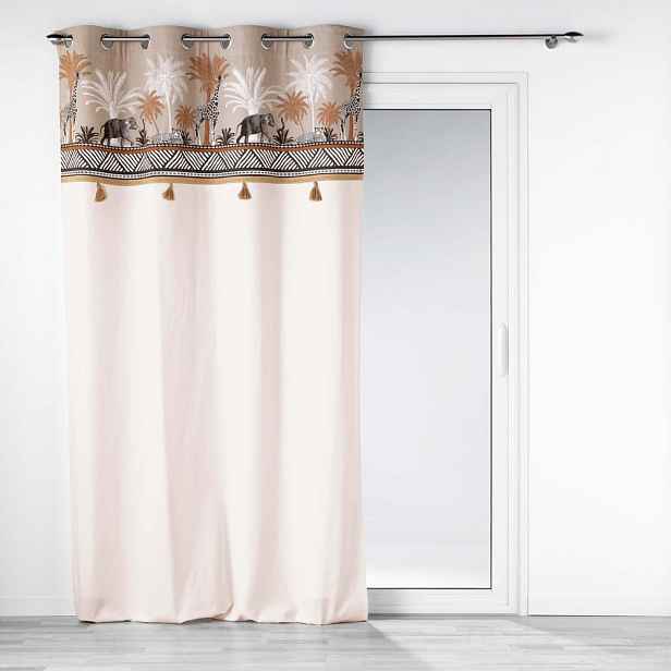 Hnědý/v přírodní barvě bavlněný závěs 140x240 cm Kenya Lodge – douceur d'intérieur