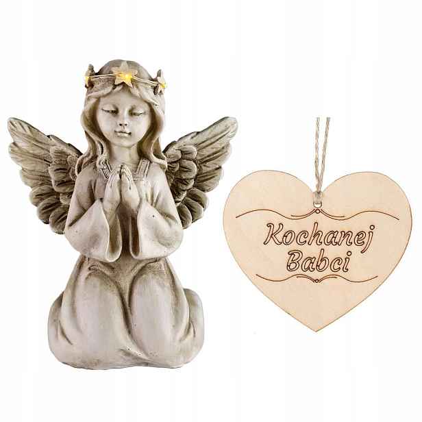 Hřbitovní Svíčka Anděl strážný klečící svítící koruna do zahrady na hrob Babičky 18 CM