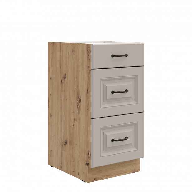 Spodní skříňka Stilo 40 D 3S BB - Premium Box Barva korpusu: Dub artisan, Barva dvířek: Clay Grey
