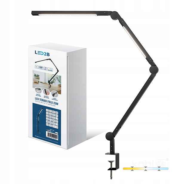 Led kreslicí stolní lampa 20W 3CCT stmívatelná černá Tenuix Fold Kobi