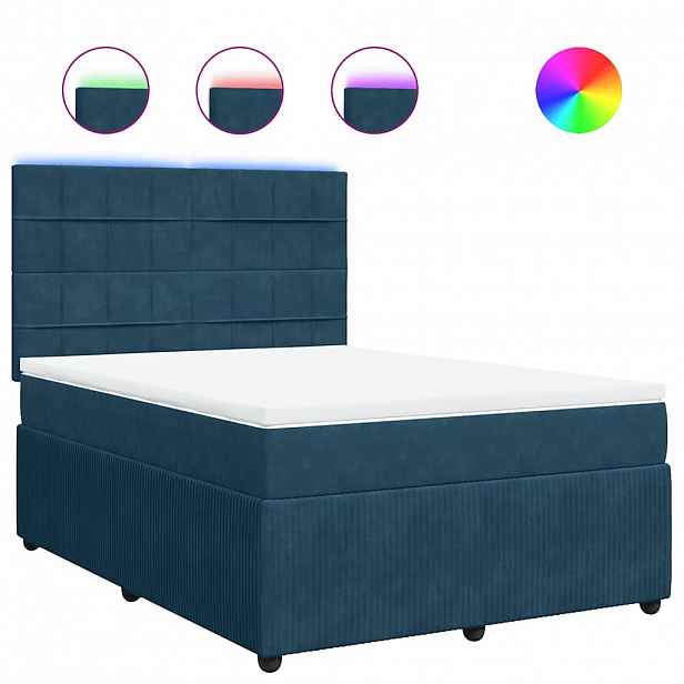 vidaXL Box spring postel s matrací modrá 160 x 200 cm samet