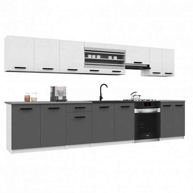 B BELINI GROUP KUCHYŇSKÁ LINKA Italia 3 320 cm, s pracovními deskami, Bílo-šedá matná