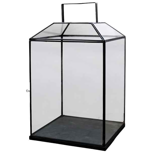 Černá antik kovová lucerna Factory XL - 42*42*72 cm Chic Antique