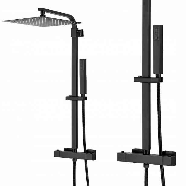 Černá Sprchový Set S Sprchový Sloup Tryska Termostatickou
