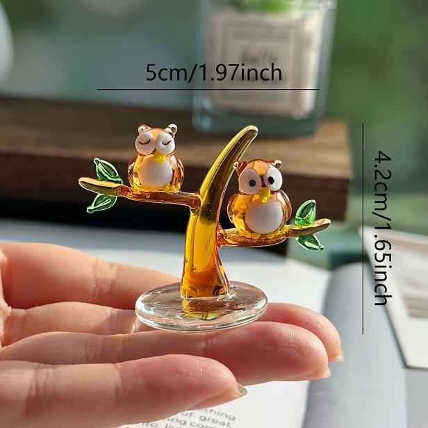 TEMU Ručně vyráběná kreativní křišťálová skleněná mini soška sovy, lapač slunce, mini ozdoba sovy na , vyrobeno ze skla, sběratelská figurka, vhodné