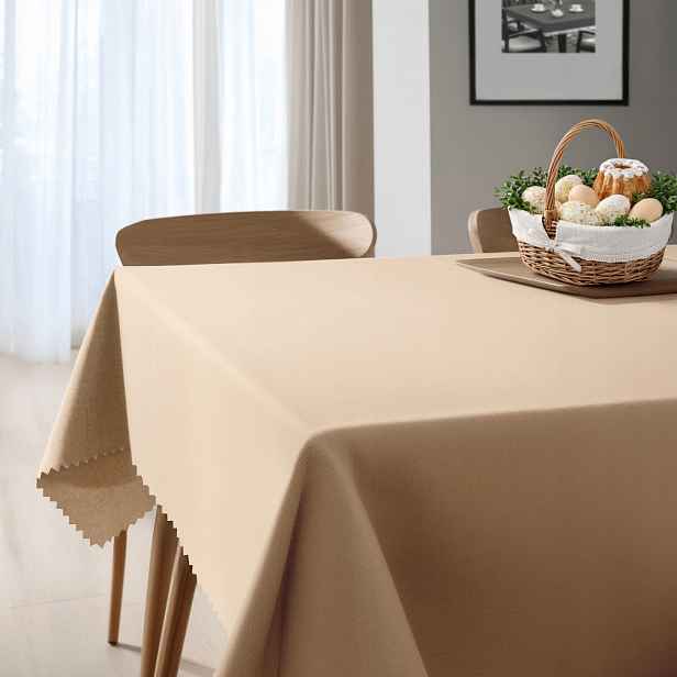 Vánoční ubrus 140x280 béžový, odolný vůči skvrnám, polyester bez vzoru, hladký