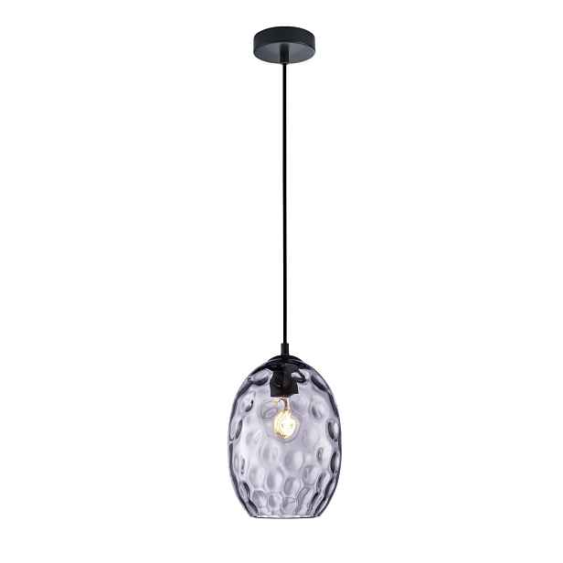 Závěsná lampa Italux Novala černá s kouřovým stínidlem E27 40W loft