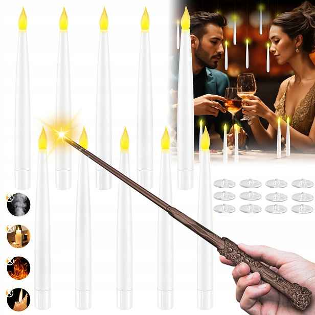 10 Ks Svíčka Sada Led Svíček Efekt Plamene Kouzelná Hůlka Ovladače