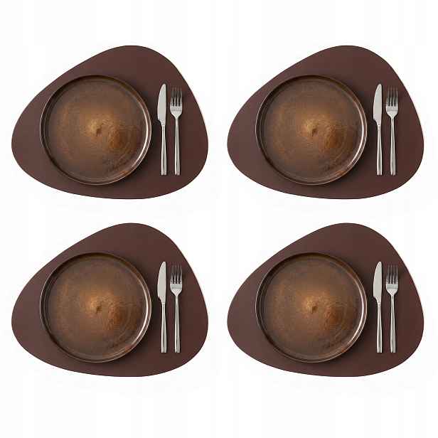 4x Kožená Podložka Na Stůl Podložka Baltan Home Tear M 30x35 cm hnědá