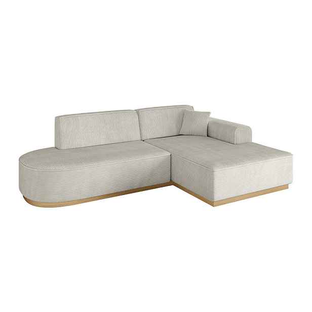 ALTDECOR ROHOVÁ SEDAČKA s otomanem, pravá IREA-L1-v2 232x165x80 Krémová Manšestr