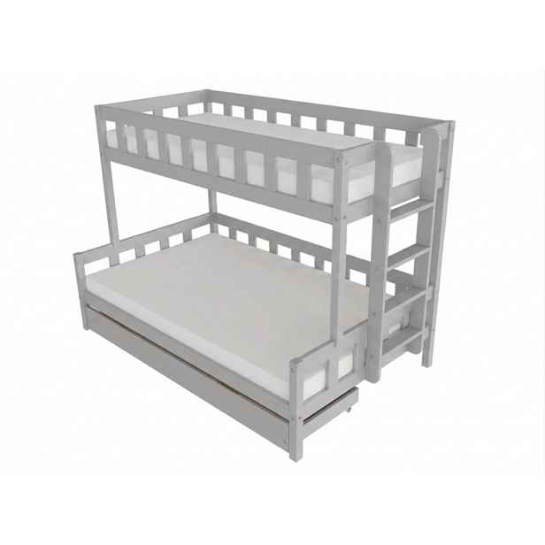 Benlemi Patrová postel PLOTTY s bočním žebříkem 90x200, 120x200 cm Zvolte barvu: Světle šedá, Zvolte šuplík: Úložný šuplík, Zvolte stranu: Vpravo