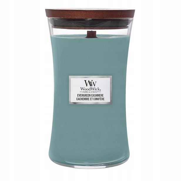 Evergreen Cashmere – Woodwick – velká svíčka s dřevěným knotem