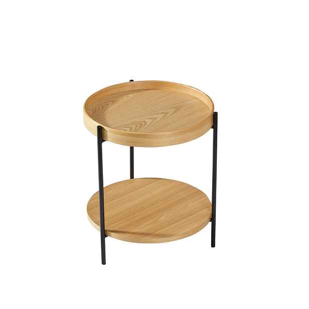 EVRYAE KONFERENČNÍ STOLEK Dvouúrovňový kulatý podnos, masivní dřevo/MDF, dvě velikosti, přírodní, 69 cm