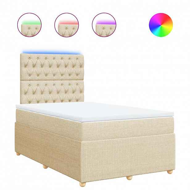 vidaXL Box spring postel s matrací krémová 120x190 cm textil