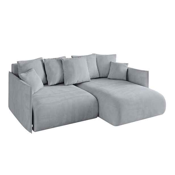 ALTDECOR ROHOVÁ SEDAČKA s funkcí spaní a otomanem, pravá ONESK-L 216x177x72 Šedá Velur