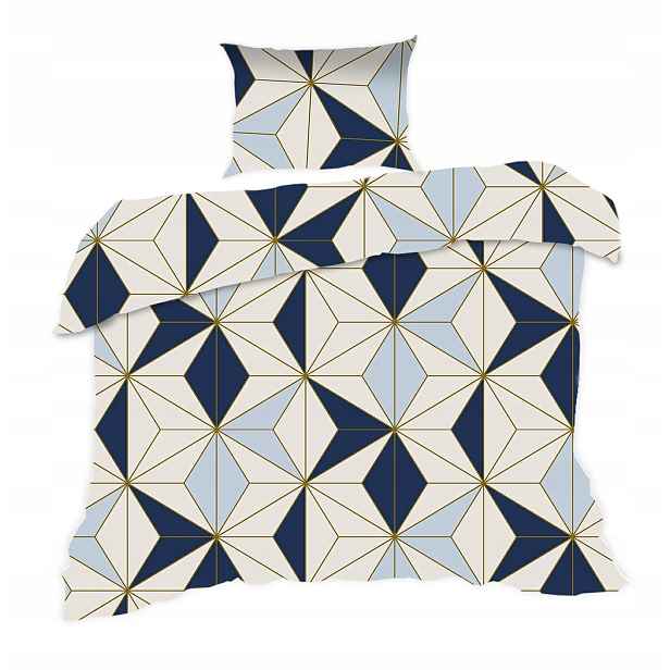 Povlečení 140x200 geometrická modrá tmavě modrá Classic