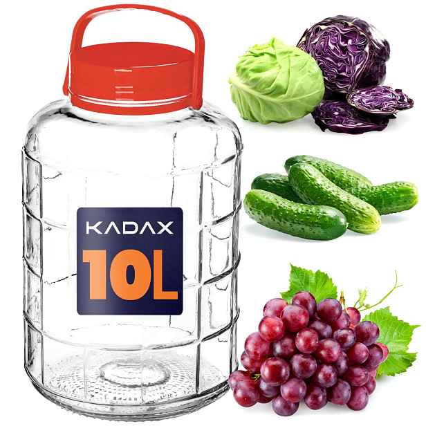 TEMU Skleněná nádoba KADAX 10L pro nakládání okurek, zavařování, tinktury, velká