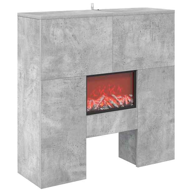 vidaXL Elektrický krb Betonově šedá 75 x 24,5 x 75 cm Kompozitní dřevo