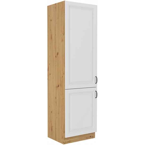 Vysoká potravinová skříňka Stilo 60 DK-210 2F Barva korpusu: Dub artisan, Barva dvířek: Bílá