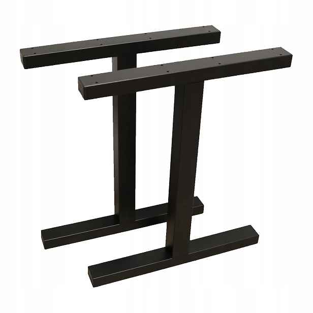 Kovové nohy T pro stůl Loft Industrial černé 60x72 cm Profil 6x6 cm 2 ks
