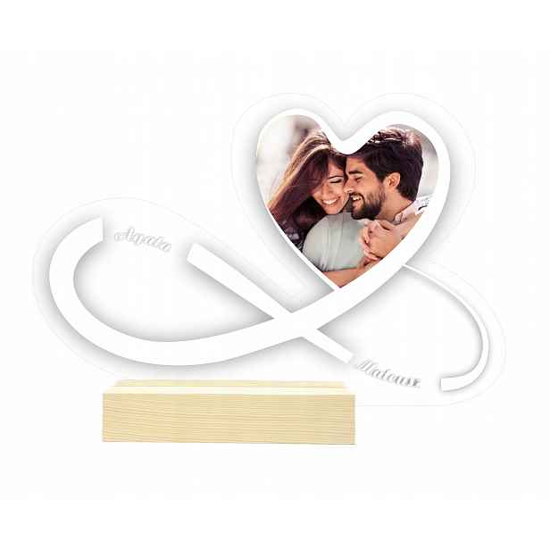 Led lampička s fotografií Srdce Infinity Dárek na Valentýna
