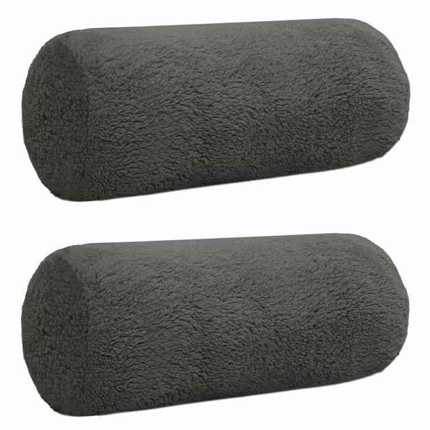 vidaXL Povlak na polštář 2 pcs HEERLEN Tmavě šedá Ø 15 x 40 cm Bouclé