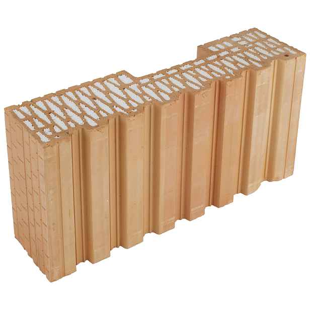 Cihla broušená HELUZ FAMILY 50-K-1/2 2in1 poloviční krajová, s tepelnou izolací 125×500×249 mm