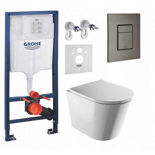 Podomítkový Wc set Grohe s mísou Tampa Tlačítko Grafit Kartáčovaný Fresh