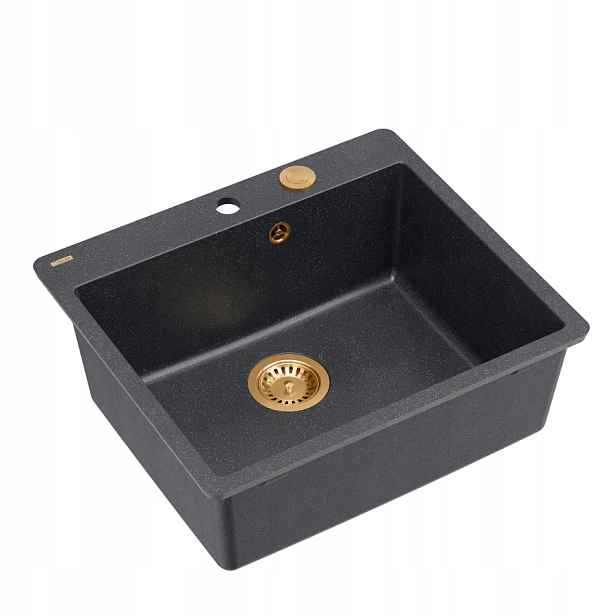 Quadron Morgan 110 Granitový dřez 56,5 x 49,5 cm Černá měď sifon