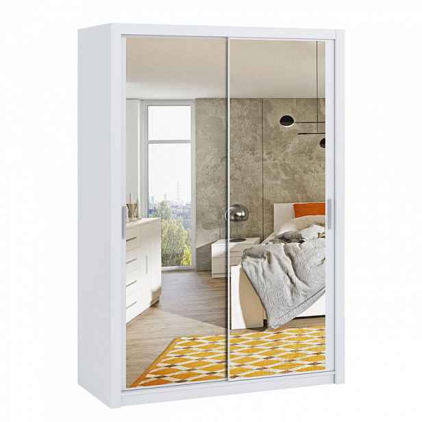 Šatní skříň 150 cm se zrcadlem CORTLAND 2 - bílá
