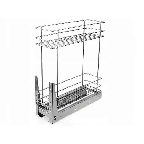 Výsuvný Koš Cargo Do Skříňky 20 CM Stříbro 2 Úrovně Měkký Domeček Nomet