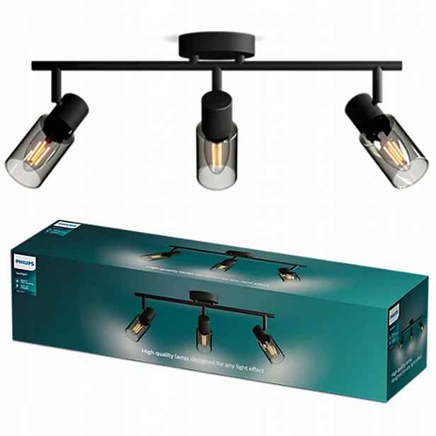 Stropní Svítidlo Reflektor Svítidlo 3x E14 Černá Palms Philips
