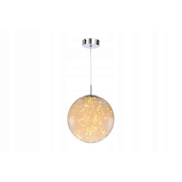 Závěsná Led lampa chromovaná skleněná koule 30 cm do ložnice 3000K Reality