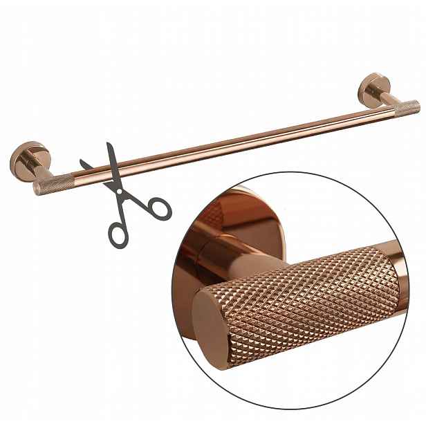 Jednoramenný koupelnový věšák 60 cm Modern Měď Lesk rýhovaný