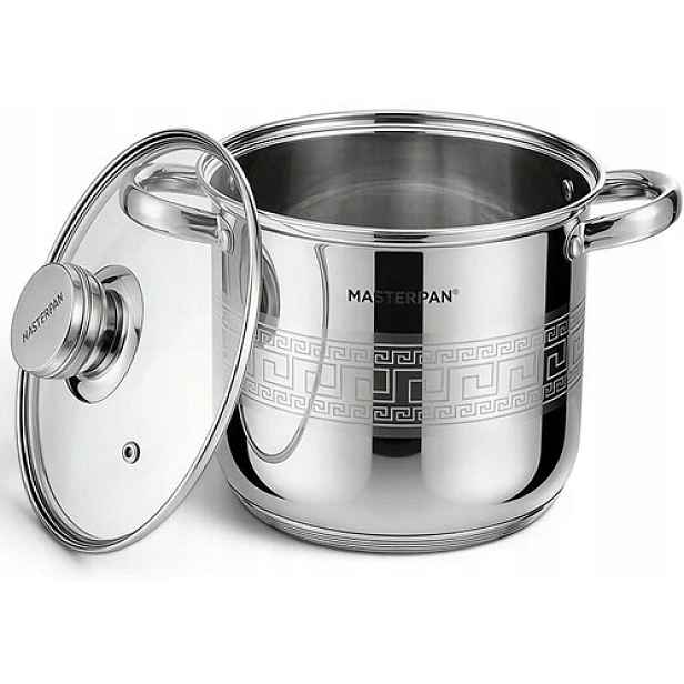 Kotlík Hrnec Stříbrný Vysoký Ocel 20 CM 5,3 L Masterpan