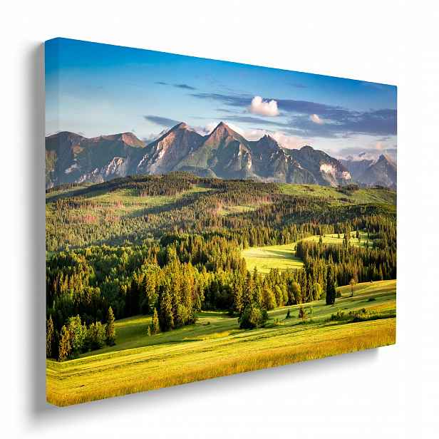 Obraz Horská panorama zelené lesy nástěnná dekorace 100x70 cm