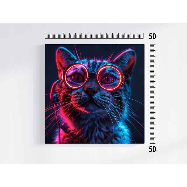 Obraz Na Plátně Plátno Portét Kočka Kocioch Růžové Brýle Techno Nerd 50x50