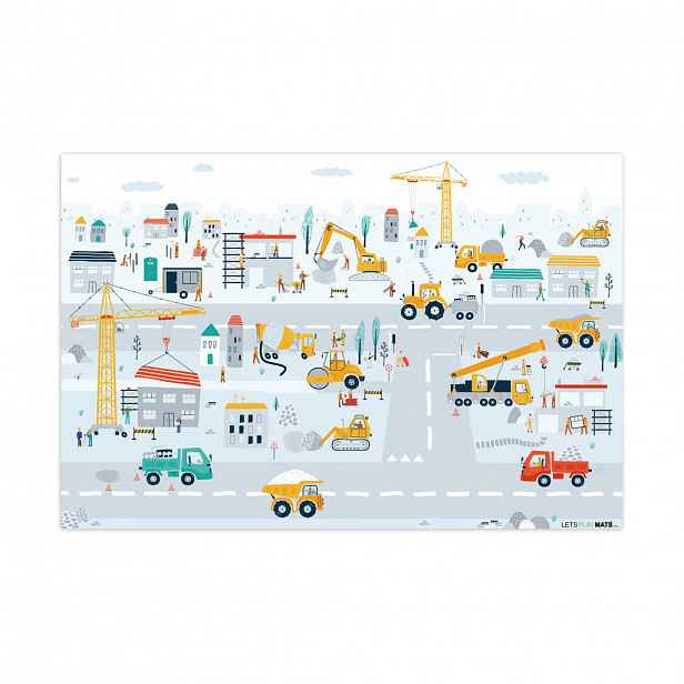 OnlyWow DĚTSKÝ KOBEREC Staveniště - Traktor - Bagr - Auto - Design 135x90 cm