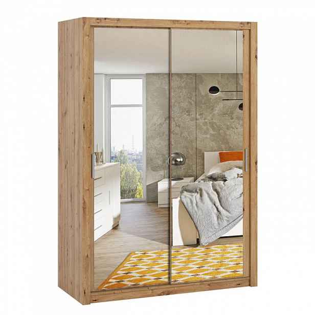 Šatní skříň 150 cm se zrcadlem CORTLAND 2 - dub artisan