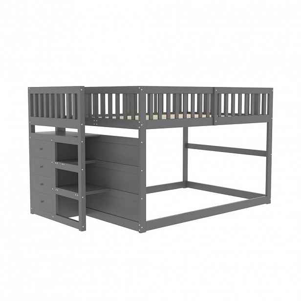 STILVORA PALANDA 140/200 cm, šedá, se 4 zásuvkami a schody