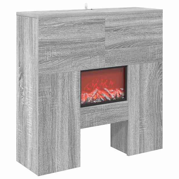 vidaXL Elektrický krb Šedý Sonoma 75 x 24,5 x 75 cm Kompozitní dřevo