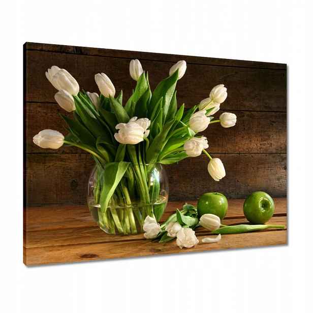 Obrazy 80x60 Bílé tulipány Desky