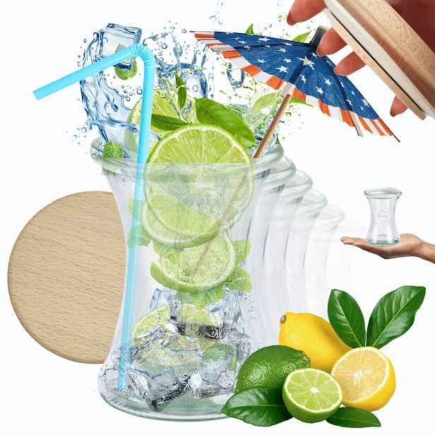 Sklenice Weck 370 ml Deli žáruvzdorné dřevěné víko 12 Ks Pevné