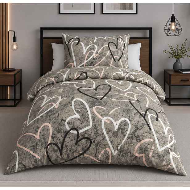 TOP Microtop povlečení Comfort 140x200+70x90 Srdcová stěna