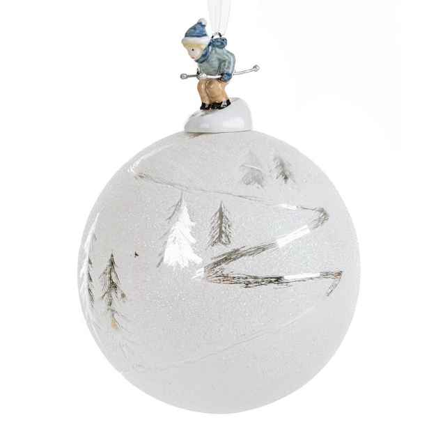 ArtFir Vánoční dekorace KOULE 212 | skleněná bílá/stříbrná 10 cm